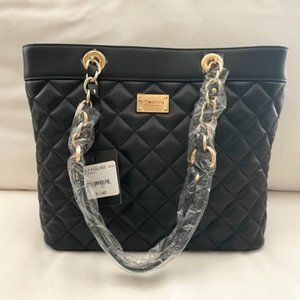 BRAND NEW St. John Quilted Genuine Black Leather Handbag